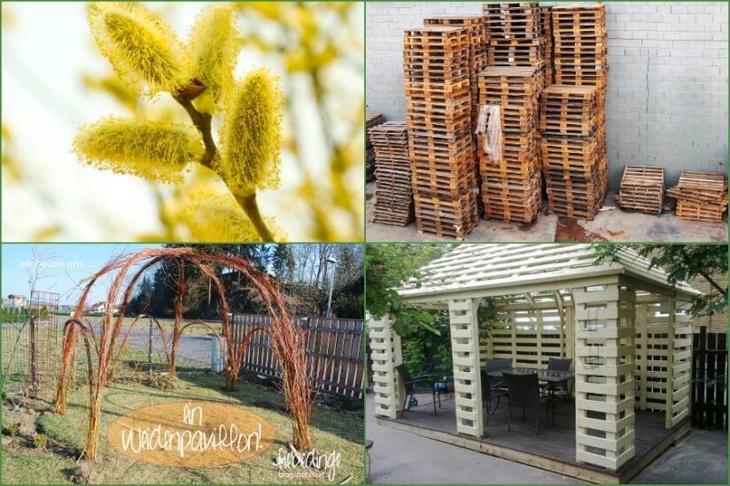Gartenpavillon aus Weiden und Paletten – 2 Anleitungen zum Selberbauen weiden-pavillon-paletten-pavillon-collage