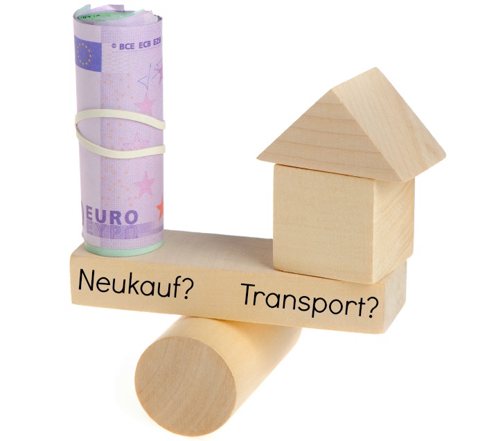 Sie sollten abwägen, bevor Sie sich an den Transport machen – die Kosten häufen sich so schnell, dass in vielen Fällen eine Neuanschaffung günstiger ist.