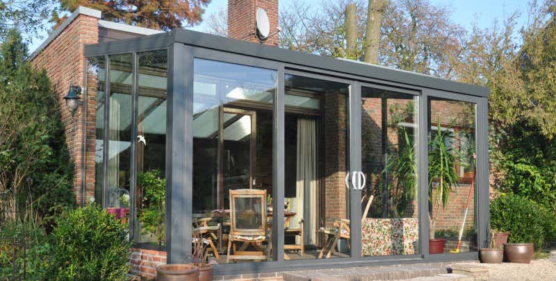 Klant afbeelding: Aluminium terrasoverkapping plat dak