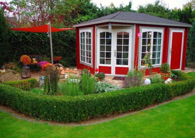 Klant afbeelding: 5-hoekig Tuinhuis model Josephine-40 met Aanbouw