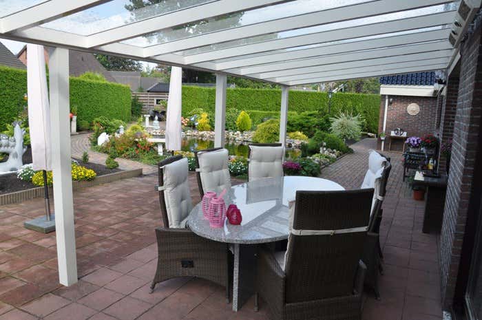 Klant afbeelding: Aluminium terrasoverkapping plat dak