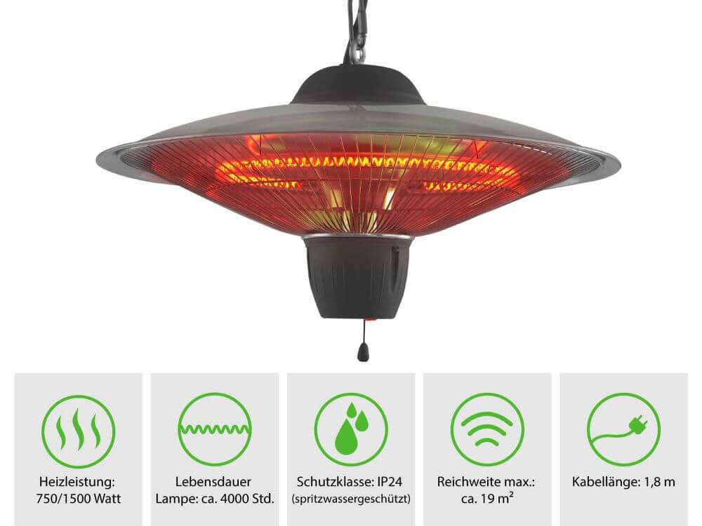EUROM Stralingsverwarmer, Plafondverwarming Terras Infrarood 1502
