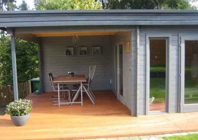 Klant afbeelding: Tuinhuis model Corsica plat dak 44 ISO