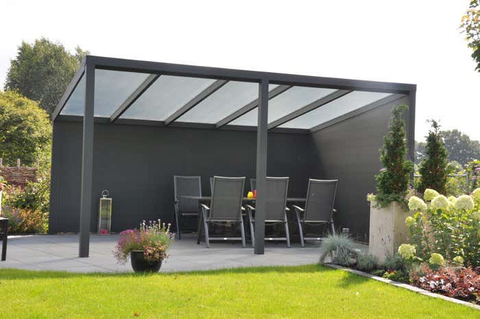 Klant afbeelding: Aluminium terrasoverkapping plat dak