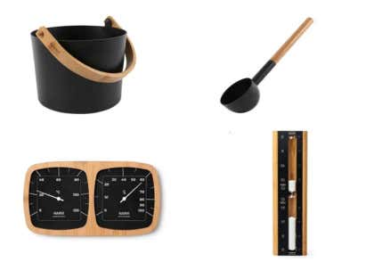 Zwarte sauna accessoireset