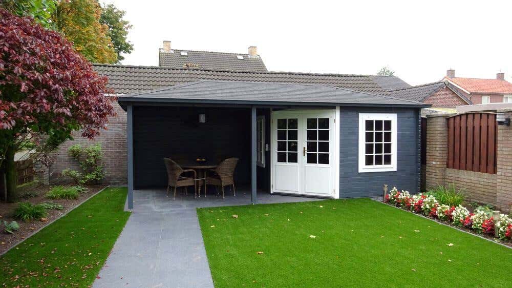 Klant afbeelding: 5-hoekig Tuinhuis Saskia met Zijdak