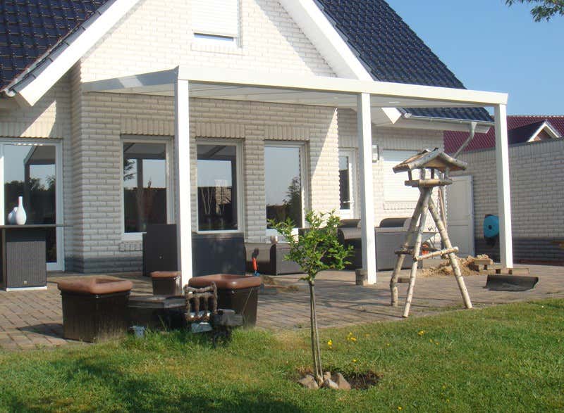 Klant afbeelding: Aluminium terrasoverkapping plat dak