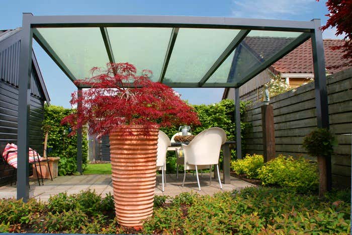 Klant afbeelding: Aluminium terrasoverkapping plat dak