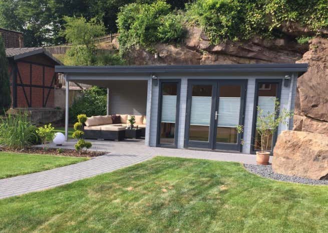 Klant afbeelding: Tuinhuis model Corsica plat dak 44 ISO