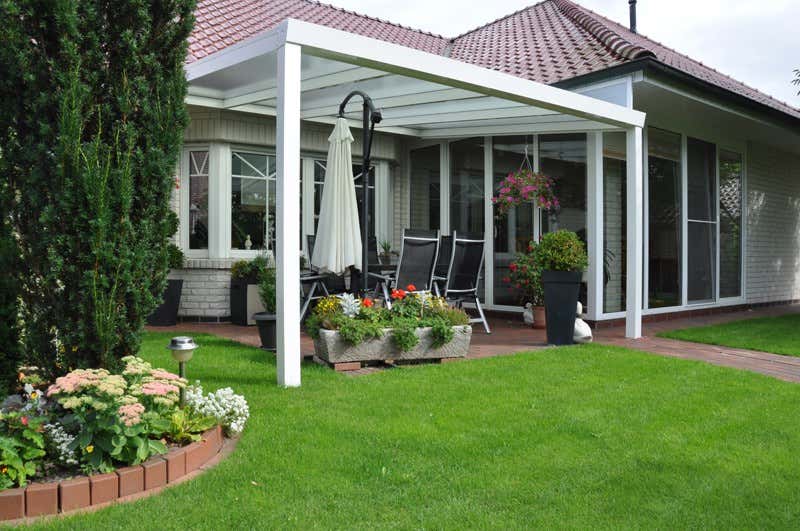 Klant afbeelding: Aluminium terrasoverkapping plat dak