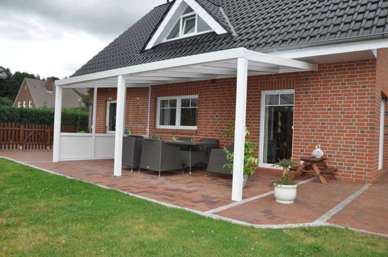 Klant afbeelding: Aluminium terrasoverkapping plat dak