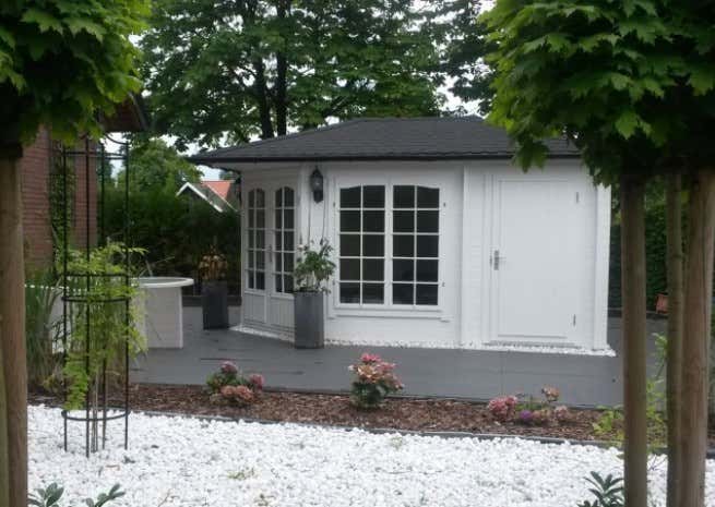 Klant afbeelding: 5-hoekig Tuinhuis model Josephine-40 met Aanbouw