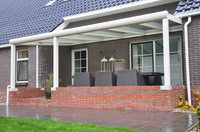 Klant afbeelding: Aluminium terrasoverkapping plat dak