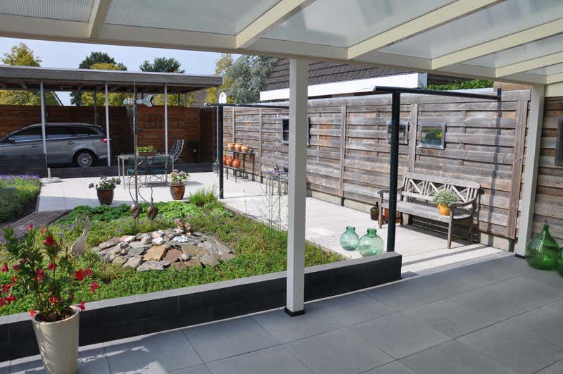 Klant afbeelding: Aluminium terrasoverkapping plat dak