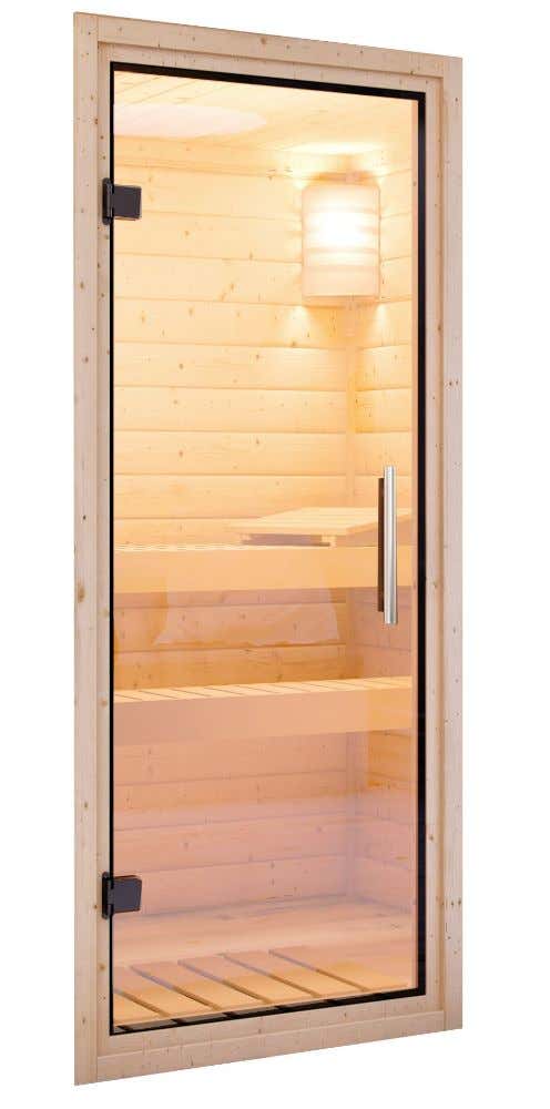 Deurpakket 68 mm sauna helder glas