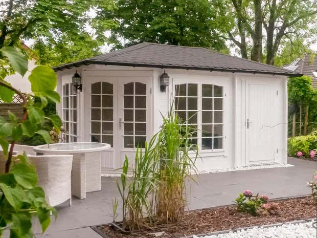 Klant afbeelding: 5-hoekig Tuinhuis model Josephine-40 met Aanbouw