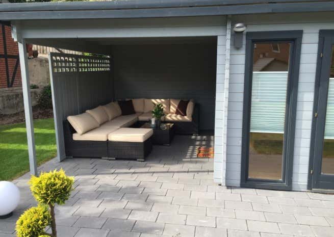 Klant afbeelding: Tuinhuis model Corsica plat dak 44 ISO