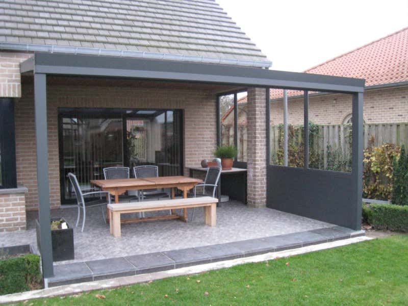 Klant afbeelding: Aluminium terrasoverkapping plat dak