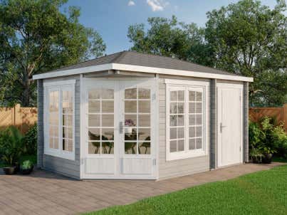 5-hoekig Tuinhuis model Josephine-40 met Aanbouw