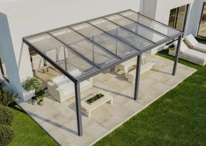 B-Ware Terrando Classic terrasoverkapping - antraciet opaal diepte 350 cm