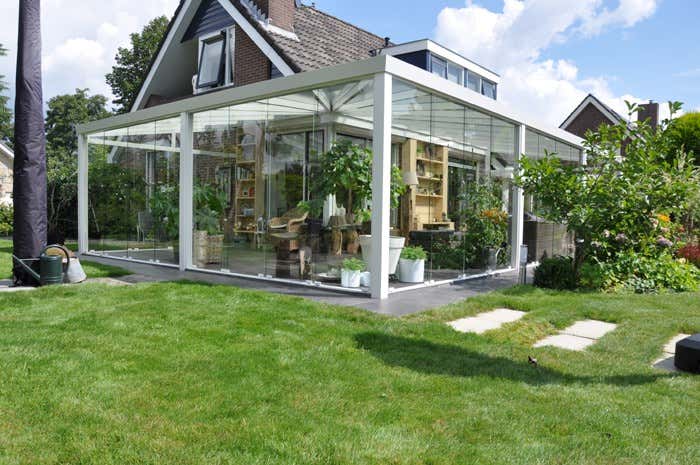 Klant afbeelding: Aluminium terrasoverkapping plat dak