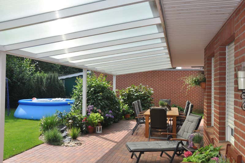 Klant afbeelding: Aluminium terrasoverkapping plat dak