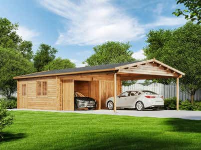 Dubbele Garage met Carport model Falun-70 ISO