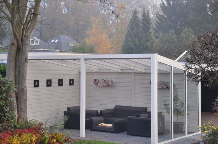 Klant afbeelding: Aluminium terrasoverkapping plat dak