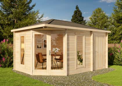 5-hoekig Tuinhuis Liwa compact met Aanbouw