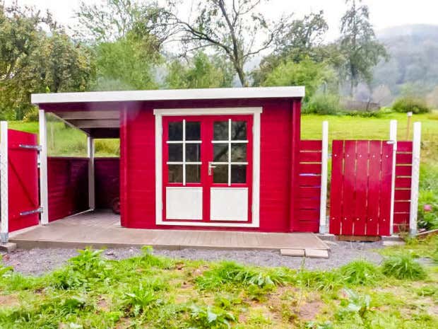 Klant afbeelding: Tuinhuis Maria met schuine lessenaardak