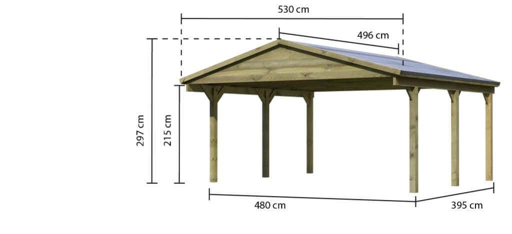 Karibu Classic carport Zadeldak