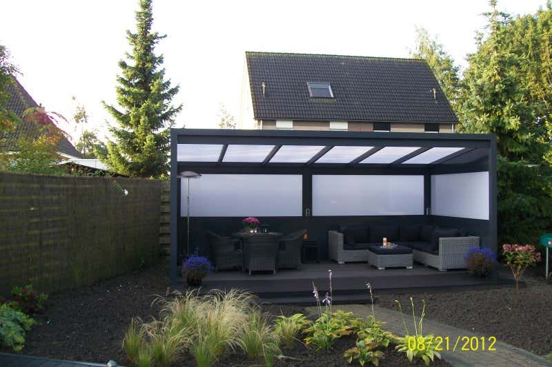 Klant afbeelding: Aluminium terrasoverkapping plat dak