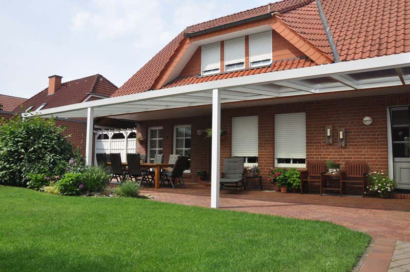 Klant afbeelding: Aluminium terrasoverkapping plat dak