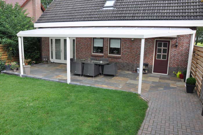 Klant afbeelding: Aluminium terrasoverkapping plat dak