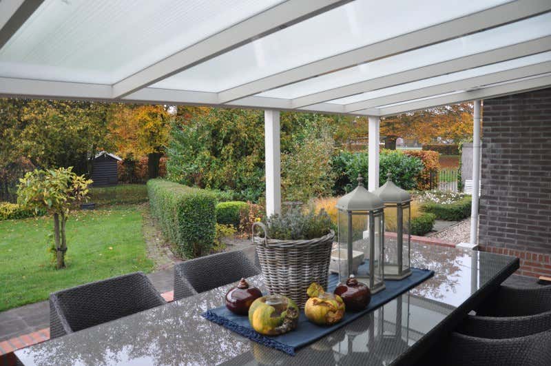 Klant afbeelding: Aluminium terrasoverkapping plat dak