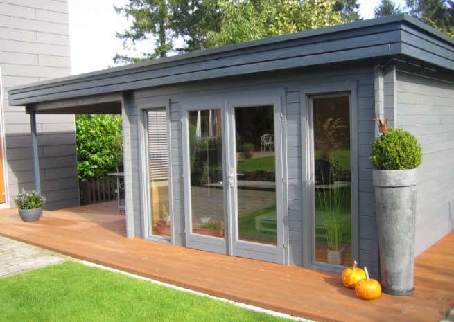 Klant afbeelding: Tuinhuis model Corsica plat dak 44 ISO