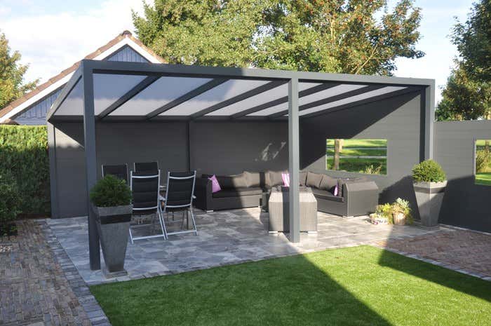 Klant afbeelding: Aluminium terrasoverkapping plat dak