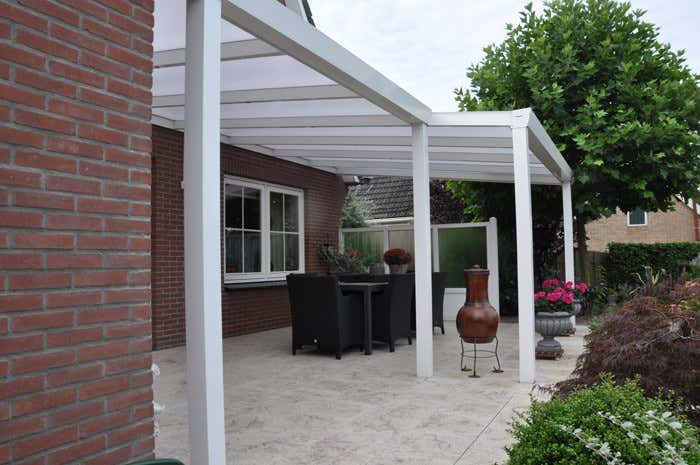 Klant afbeelding: Aluminium terrasoverkapping plat dak