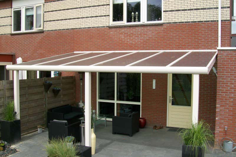 Klant afbeelding: Aluminium terrasoverkapping plat dak