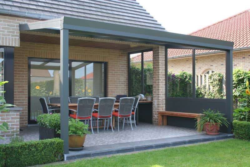 Klant afbeelding: Aluminium terrasoverkapping plat dak