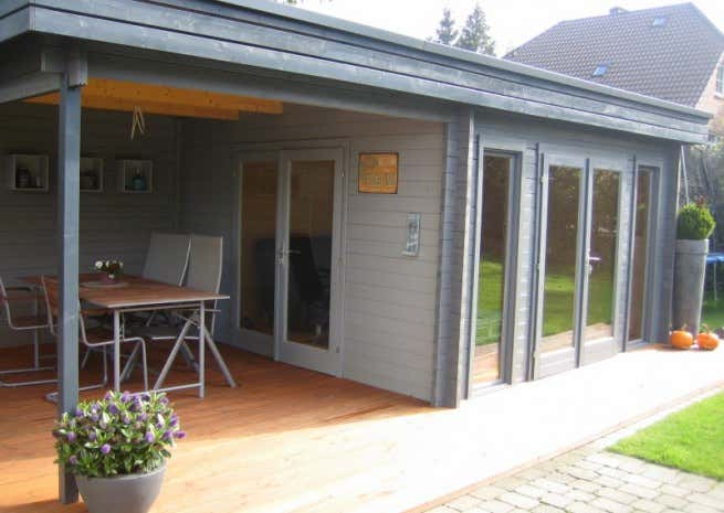 Klant afbeelding: Tuinhuis model Corsica plat dak 44 ISO