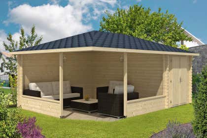 5-hoekig Tuinhuis Maik-40 met Aanbouw