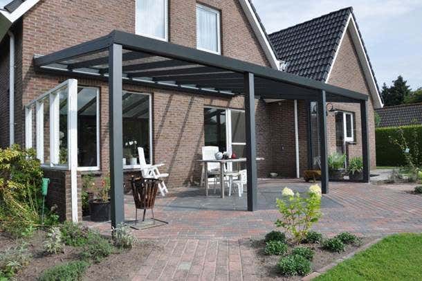 Klant afbeelding: Aluminium terrasoverkapping plat dak