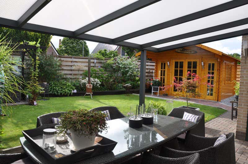 Klant afbeelding: Aluminium terrasoverkapping plat dak