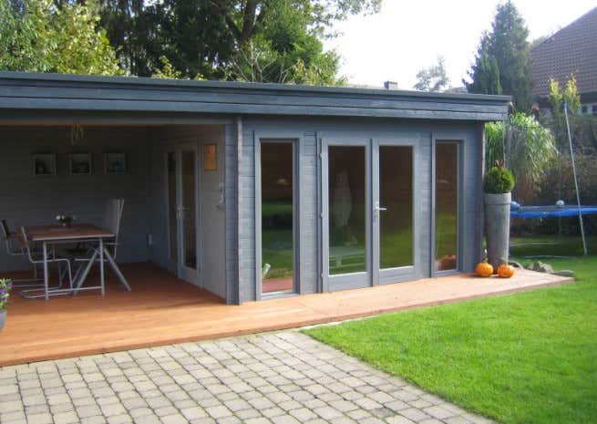 Klant afbeelding: Tuinhuis model Corsica plat dak 44 ISO