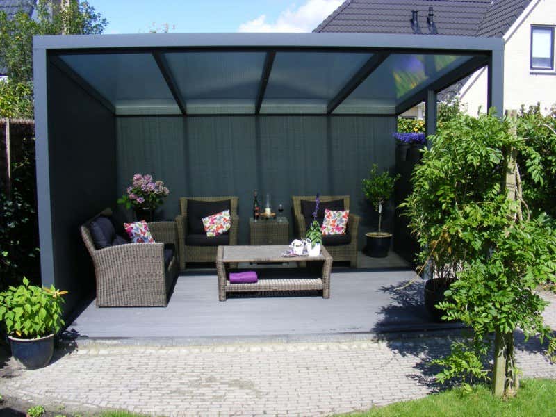 Klant afbeelding: Aluminium terrasoverkapping plat dak