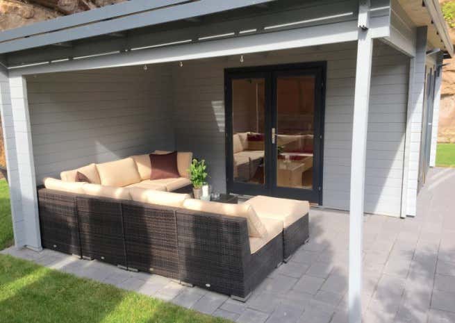 Klant afbeelding: Tuinhuis model Corsica plat dak 44 ISO