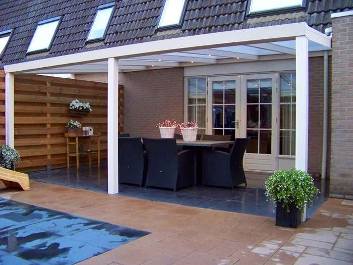 Klant afbeelding: Aluminium terrasoverkapping plat dak